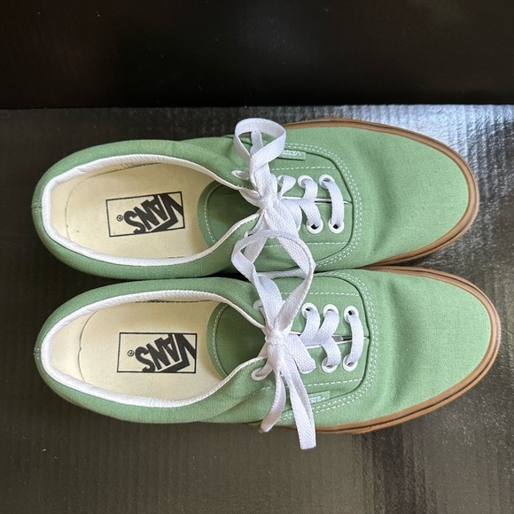 Vans Green and Cream Canvas Sneakers - Picture 2 of 7